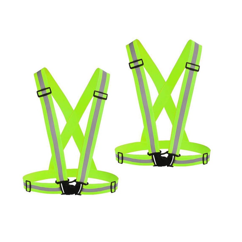 Chiwo Reflective Vest Running Gear 2Pack, High Visibility Adjustable Safety Vest for Night Cycling,Hiking, Jogging,Dog Walking, Construction Safe (Green) - Image 1